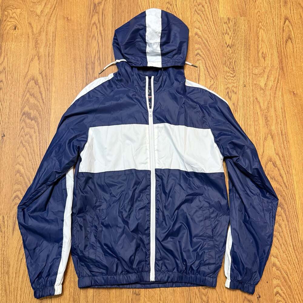 Bleecker and Mercer Men's Full-Zip Color-Block Hooded Windbreaker Jacket